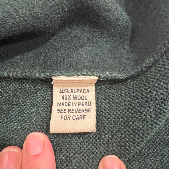 Beyond Threads Asymmetrical Cardigan Small Hunter Green Alpaca Wool Peru - Picture 4 of 9